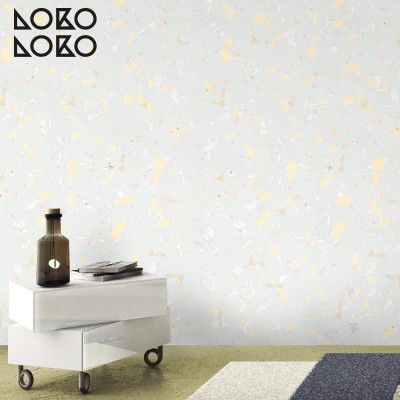 Vinyl with yellow terrazzo printing to decorate the wall