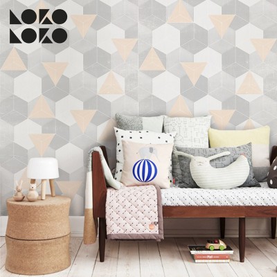   Vinyl for furniture an wall decorating ideas with design of nordic hexagons and warm triangles