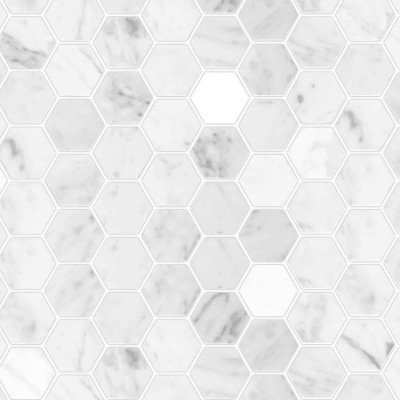 Grey marble hexagonal mosaic - Washable vinyl self-adhesive for furniture and floor bathroom