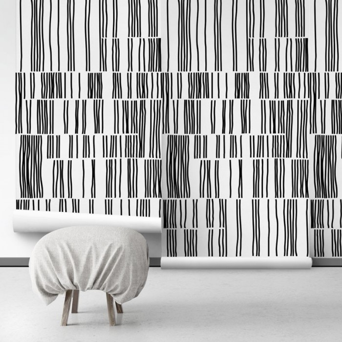 Overlap - pattern black and white self-adhesive Eco-friendly PVC-free. style nordic