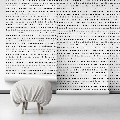 Serene  - pattern black and white self-adhesive Eco-friendly PVC-free. style nordic
