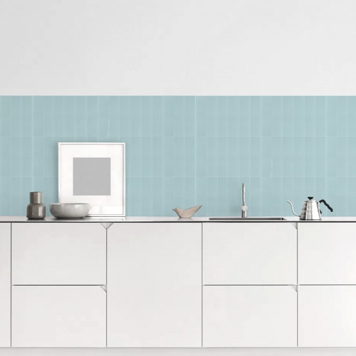 Azulejos verticales azul mediterráneo - vinilo lavable autoadhesivo opaco para paredes, muebles, suelos y frentes de cocinas