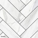 White marble herringbone tiles black joints - Washable vinyl self-adhesive opaque for furniture and floor details 