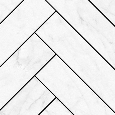 Carrara marble herringbone tiles white joints - Washable vinyl self-adhesive for tiles walls backslash
