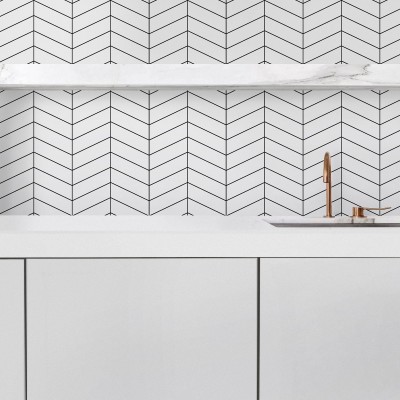 Umbria tip tiles white marble black board- Washable vinyl self-adhesive opaque for walls kitchen blackslash