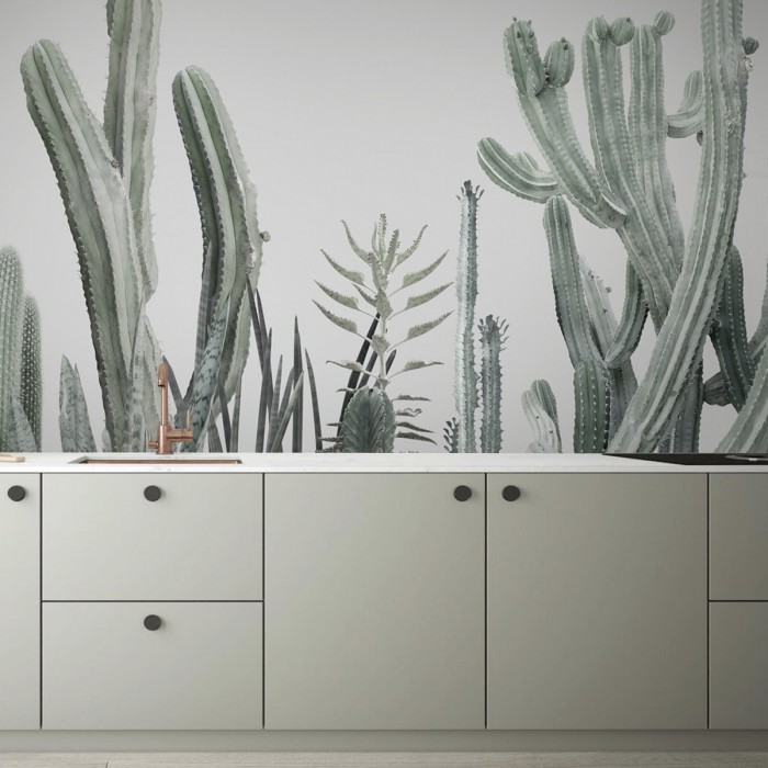 Cactarium - vinilo lavable autoadhesivo opaco para muebles y paredes cocinas frentes y copetes, cactus verdes