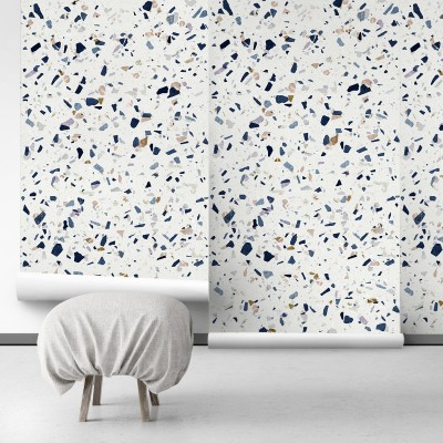 Dark Terrazzo - Self-Adhesive eco-friendly PVC-free wallpaper . DIY Walls halls, salon, living, bedroom