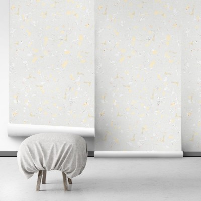 Yellow Terrazzo - Self-Adhesive eco-friendly PVC-free wallpaper . DIY Walls halls, salon, living, bedroom
