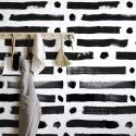 Brush lineal dots- self-adhesive free pvc ecological. Wabisabi, natural, raw, bedroom, hall, salon. Lines black background white