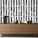 Brush vertical self-adhesive free pvc ecological. norEtnic, mudcloth, bedroom, hall, salon. Lines black background white
