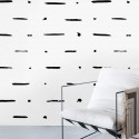 Mudcloth Paint self-adhesive free pvc ecological. etnic, raw, natural, bedroom, hall, salon. Lines black background white