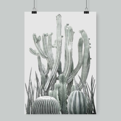 Poster Cactarium 2 - cactus, warm green and light grey background