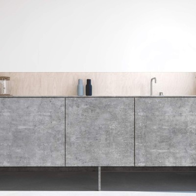 Dark industrial concrete  - washable self-adhesive opaque vynil for furniture and walls kitchen backslashlokoloko
