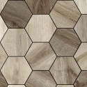 Japandi wood hexagonal tiles - Washable vinyl self-adhesive for furniture and floor details texture