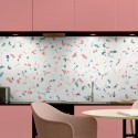 Mediterranean terrazzo surface design to decorate kitchen with adhesive vinyl