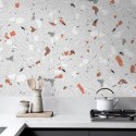 Terrazzo orange and gray - detail washable opaque laminated vinyl for kitchens walls floors