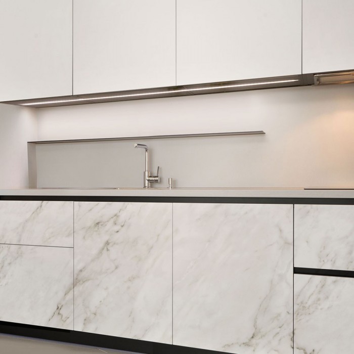 Mármol blanco Carrara - vinilo autoadhesivo opaco lavable cocinas frentes copetes puertas muebles paredes loko loko