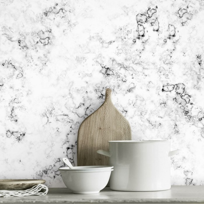 White Marble 2 - washable opaque self-adhesive vinyl for furniture walls floors kitchens toilets lokoloko