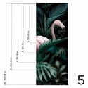 Paradiso - Piece 5 - Flamingos, plants, vegetal mural. Selfadhesive vinyl for wall decor.