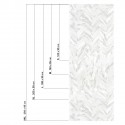 Carrara marble herringbone tiles white joints - Vertical sizes