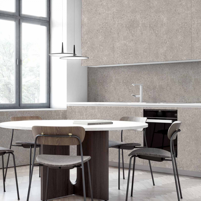 Cemento Barbican - vinilo lavable autoadhesivo opaco para paredes frente cocina puertas minimalista gris lokoloko