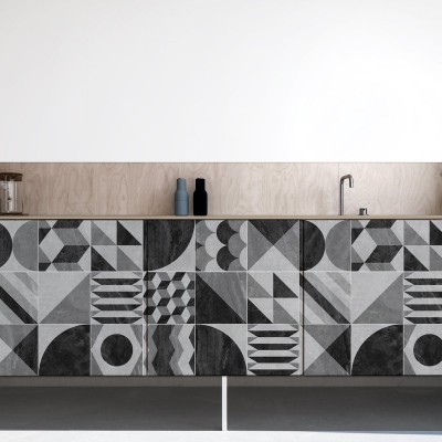 Dark vintage geometry washable laminated self-adhesive vinyl for furniture walls flooring detail lokoloko