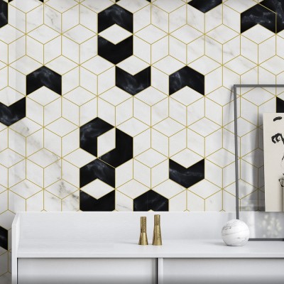 Art Deco Hexagons Washable Self Adhesive Vinyl For Furniture Walls Flooring Living Rooms Hallways Indoor Living Rooms Lokoloko