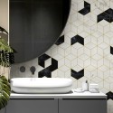 Art Deco hexagons washable self adhesive vinyl for furniture walls floors toilets tiles partitions wc lokoloko