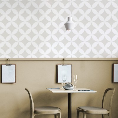 White circles mosaic washable self-adhesive vinyl for furniture walls floors modern geometric detail lokoloko