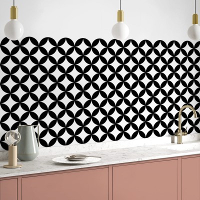 Mosaic of black circles geometric washable self-adhesive vinyl for interior exterior modern style lokoloko