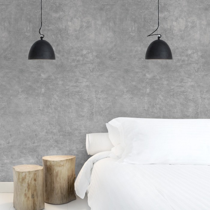 Cemento Hermit - Papel pintado pared autoadhesivo ecologico sinPVC para salones dormitorios  comedores pasillos gris lokoloko  