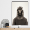 Brit Afghan Greyhound model - dog created in humanized animal portrait to decorate living room walls. Lokoloko