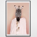 Zebra model. Poster design for printing of an elegant zebra with the most modern clothes