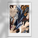 Bohemia 3 poster - author's design mural flowers and branches eucalyptus and monsteras earth, blue and light gray lokoloko