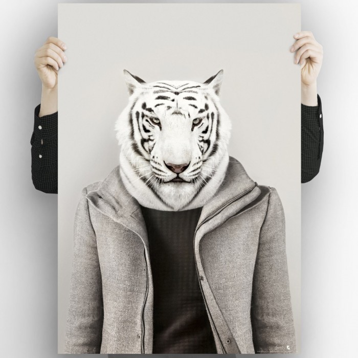 Albino Tiger model-poster-washable-for-exterior-interior-decoration-fun-original-style-modern-lokoloko