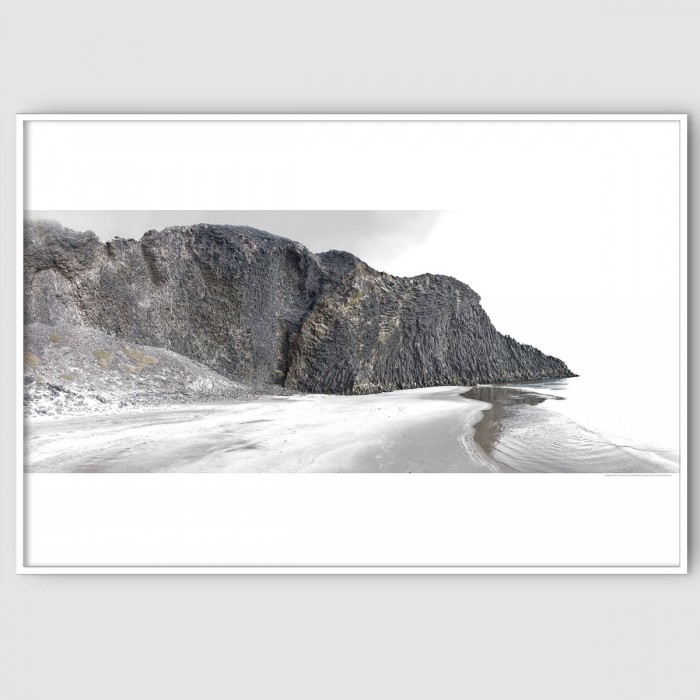 Photographic poster in satin material of a volcanic beach in the Cabo de Gata Níjar Park, black and white. Lokoloko