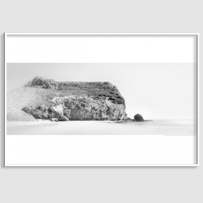 Photographic poster in satin material of the Calas del Barronal in the Cabo de Gata Níjar Park, black and white. Lokoloko