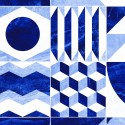 thira geometric tiles - washable self-adhesive vinyl for furniture walls floors mediterranean blue detail lokoloko