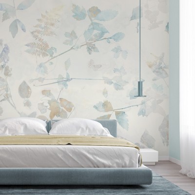 Aomori -  papel pared ecologico sin pvc autoadhesivo para paredes de dormitorios infantiles. Floral, rosa, azul. Lokoloko