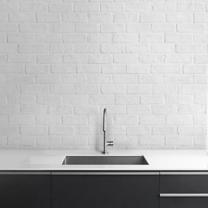 Ladrillo Blanco. Vinilo lavable autoadhesivo para paredes de cocinas, azulejos, frentes y copetes. Lokoloko