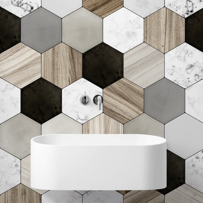 Wood, marble, stone and ceramic Hexagonal Tiles