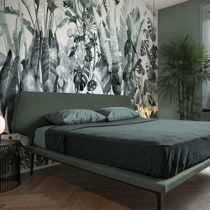 Tropicalia - Eco-friendly self-adhesive wallpaper mural for bedroom living-room hall - plants leaves garden - Lokoloko
