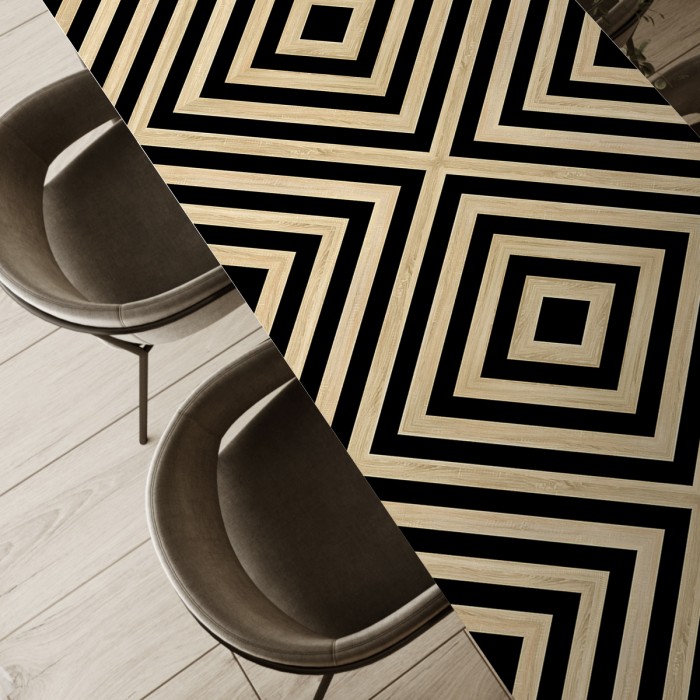 Wood pattern 1. Washable vinyl for furniture, tables, wood and black geometry. lokoloko