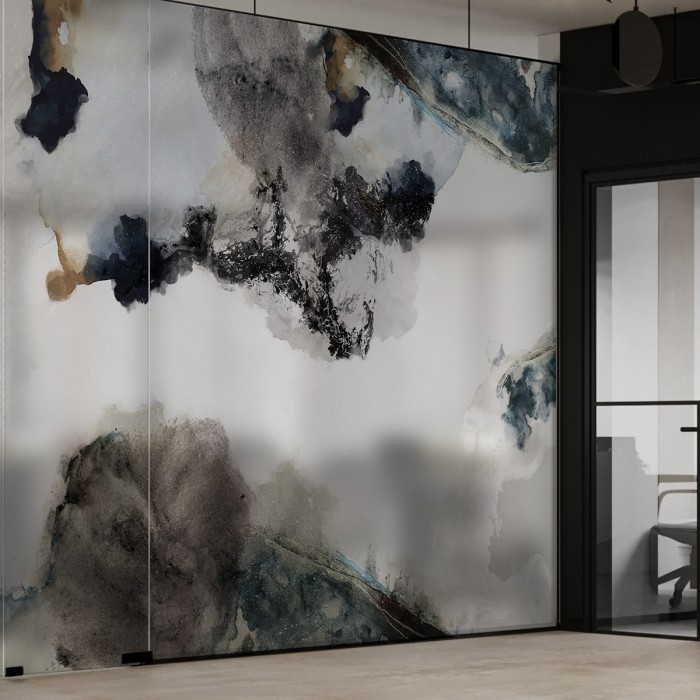 Liquid - Mural de vinilo translúcido autoadhesivo lavable para tabiques de cristal separador de oficinas. Lokoloko