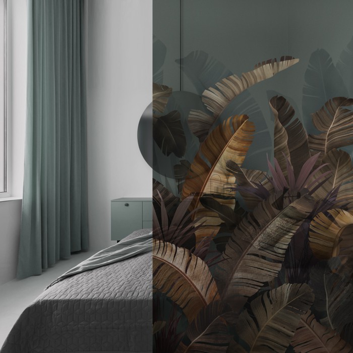 The Eden - Washable transparent self-adhesive vinyl with ecological inks, for glass partition of bedroom. Lokoloko