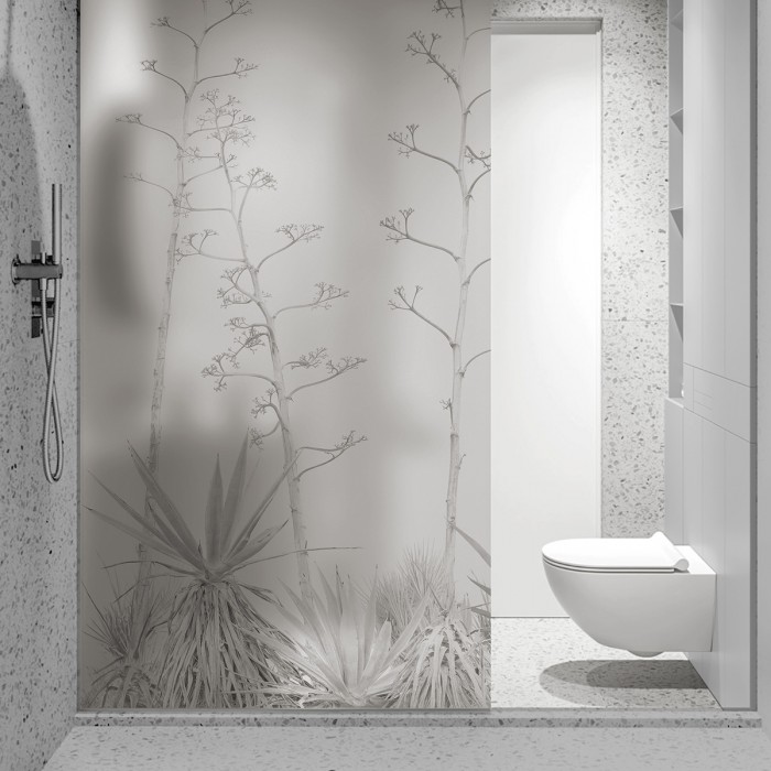 Pita - Mural de vinilo translucido autoadhesivo lavable para mampara de cristal de ducha y baños. Lokoloko