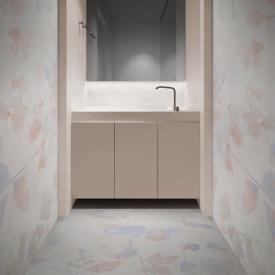 Aomori - Mural de vinilo autoadhesivo lavable para paredes, muebles y suelos baños. Rosas, flores, hojas. Lokoloko