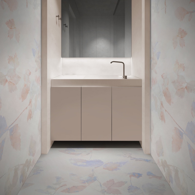 Aomori - Mural de vinilo autoadhesivo lavable para paredes, muebles y suelos baños. Rosas, flores, hojas. Lokoloko