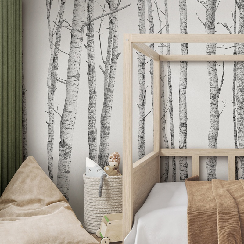 The forest. Washable self-adhesive eco inks. Vinyl for walls bedroom. Lokokoko