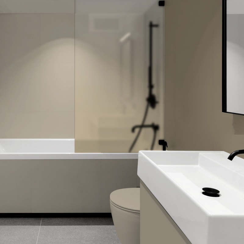 Khaki gradient in washable translucent vinyl for bathrooms, decorating and renewing a bathtub screen. Lokoloko